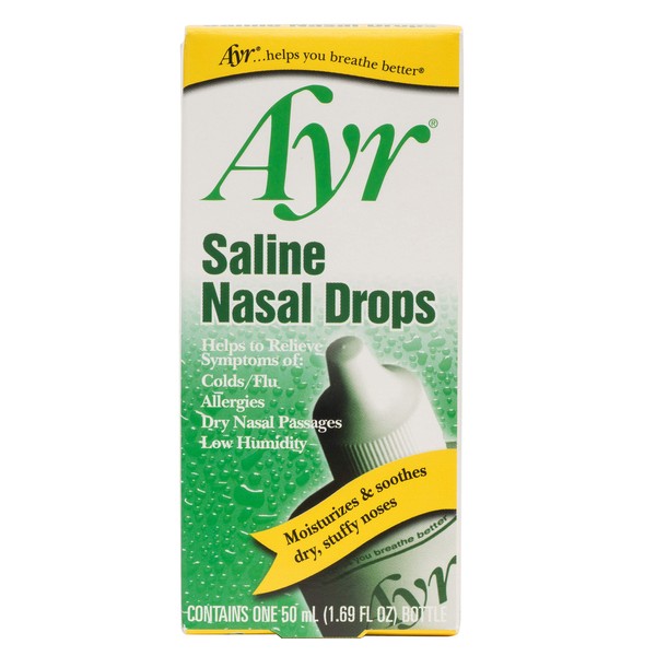 Ayr Saline Nasal Drops, 1.69-Ounce Bottles (Pack of 6)