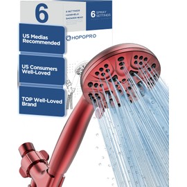 6-Mode High Pressure Handheld Shower Head Set, Consumer Reports Recommended HOPOPRO High Flow Hand Held Showerhead with 59 Inch Hose Bracket Teflon Tape Rubber Washers
