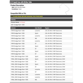 A/C Liquid Line with Orifice Tube - Compatible with 1998-2001 Dodge Ram 1500