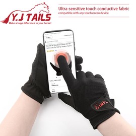Y.J TAILS Womens Horse Riding Gloves Equestrian Women Ladies Girls (Small/Medium Touchscreen)