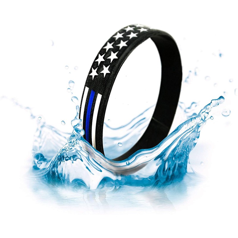 Thin Blue Line American Flag Bracelet (X-Large 9", Individual)