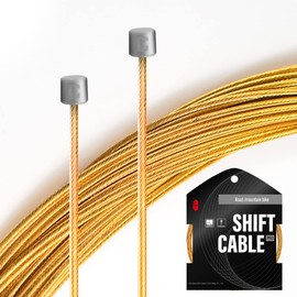 CNC Pro Slick Polished Bike Shifter Cable for Shimano/SRAM|Mountain Bike，Road Bike，MTB Derailleur Cable 2x1.2x2100mm，Gold.