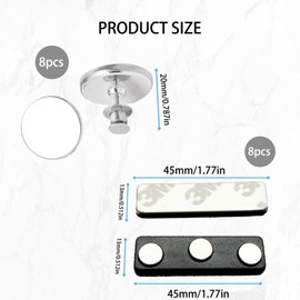 16Pairs Curtain Magnets, Shower Curtain Magnets, Magnetic Curtains Clips, Blackout Blind Accessory, Magnetic Buttons for Curtains, Ideal for Bedroom, Office, and Shower Home