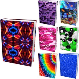 Jumbo, Stretchable Book Cover Designer 7 Pack With Aquarium Print. Fits Most Hardcover Textbooks 9" x 11" And Larger. Reusable, Adhesive-Free, Fabric Protectors Are A Needed School Supply For Students