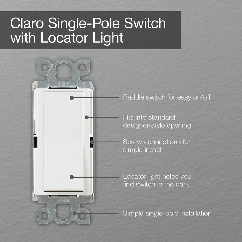 Lutron Claro 15 Amp Single-Pole Rocker Switch with Locator Light,
