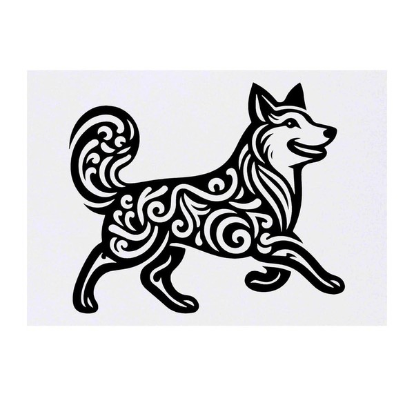 'Swirl Pattern Dog' Temporary Tattoo - Water Resistant, Skin-Safe, Non-Toxic