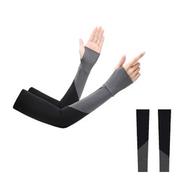 MAGPIE Arm Cover, 99.9% UV Protection, Cool to Touch, UPF50+, Sun Protection, Sports, Outdoor Work, Unisex (Pink Gray), black grey
