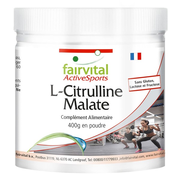 Fairvital | L-citrulline en poudre dose élevée - 400g - L-citrulline-malate sans additifs