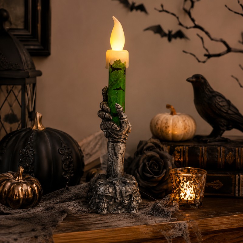 Halloween Skeleton Candle Light for Party Decor – Flameless Skull