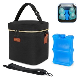Mancro Mancro Breastmilk Cooler Bag Travel, Fits 4 Baby Bottles Up to 9 Ounce, Baby Bottle Bag with Ice Pack, Insulation Breast Milk Cooler Travel, Black
