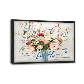 Christian Floral Large Wall Art Bible Verse Pictures Wall Decor Rustic Religious Canvas Scripture Print Painting Framed Modern Home Artwork For Bathroom Bedroom Living Room Office 36"x24"