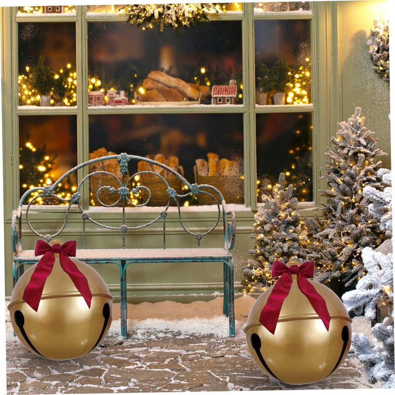 23.6 Inches Inflatable Christmas Ball PVC Large Jingle Bell Bow