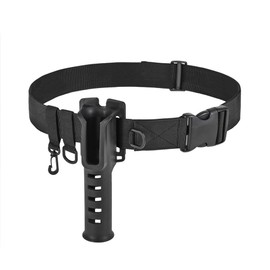 (Black) Compact Outdoor Fishing Tool, Adjustable Wader Belt Combining Fishing Rod Pole Holder Belt, Waders Straps, and Kayak Fishing Gear, for Surf Casting (Black Khaki Green)