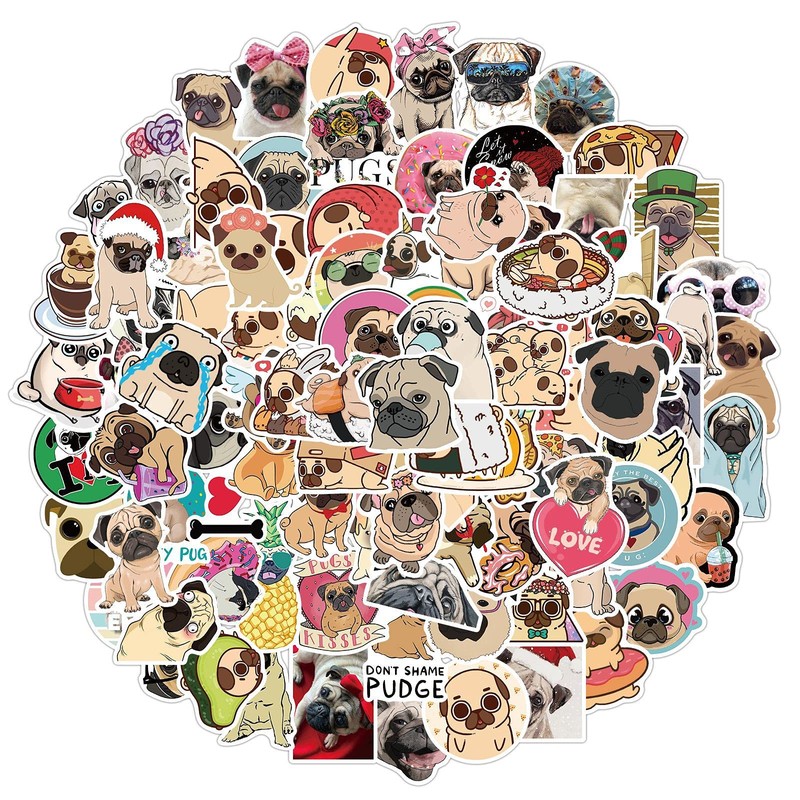 100 PCS Cute Pug Dog Stickers,Gift Stickers for Children Teens
