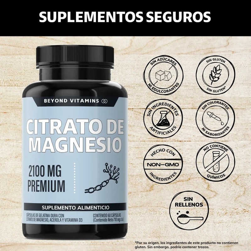 Beyond Vitamins Citrato De Magnesio 2100mg Con Acerola Y Vitamina