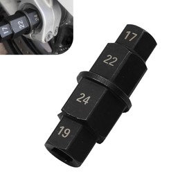 Bawkars Motorcycle Front Axle Hex Tool, Allen Axle Spindle Socket Adapter Set, 3/8" 17mm 19mm 22mm 24mm Recessed Four Corners Wheel Spindle Removal Wrench, Universal for Most Motorcycles (Black)