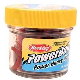 Berkley PowerBait Power Honey Worm Fishing Bait, Red, 1in | 3cm, Irresistible Scent & Flavor, Realistic Profile, Ideal for Bluegill, Crappie, Perch and More