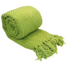 Home Soft Things Knitted Tweed Throw Blanket, 50" x 60", Citron