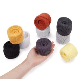 T-Shirt Yarn Fettuccini Zpagetti Set - 9 Balls Total 196 Metres - T-Shirt Yarn Kit for Crocheting - Ribbon Yarn 100% Cotton - Knitting Yarn Ball - Organic T-Yarn - Macrame T Yarn Lara