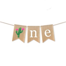 FULL WIN SHOP Cactus High Chair Banner for 1st Birthday, Green Unisex 78 inches (width only) Fiesta Birthday Banner