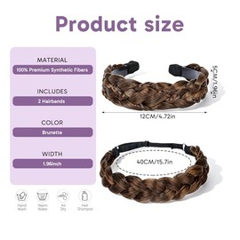 2 Pcs Braided Hair Headbands, Stretch Braid Set, Adjustable Twist Hair Hoop, Elegant Woven For Daily Wear, Fashion Accessory For Workout, Casual Outin