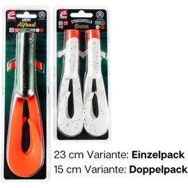 LMAB Drunk Dancer 15, 18 & 23 cm - Double Twister Fishing Lure - Rubber Bait for Pike & Zander - Pike Bait Zander Bait - Artificial Bait Twinler Pike (23 cm, Chrome Red Head)