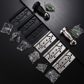 Front Door Safety Easy Hinges (3-Pack) & Stopper (1-Pack) - Complete Set with Screws (4x3.0) 4x3.0 Silver