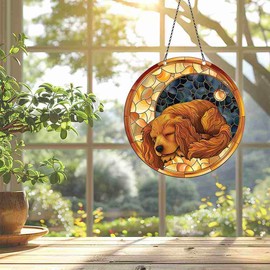 Cocker Spaniel Ornaments Acrylic Window Hanging, Cocker Spaniel Gifts for Women Men Cocker Spaniel Lovers, Cocker Spaniel Decor, Cocker Spaniel Decorations, Cocker Spaniel Sleeping On Moon Ornaments