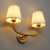 PERMO Vintage Sconce Gold 2 Lights Wall Sconces with Pleated