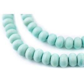 TheBeadChest Mint Green Abacus Natural Wood Beads (8x12mm): Organic Eco-Friendly Wooden Bead Strand for DIY Jewelry, Crafts, Necklace and Bracelet Making