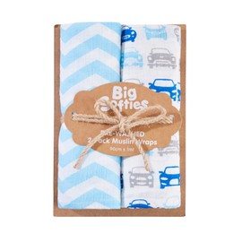 Big Softies Car Pre Washed Muslin Wrap 2 Pack, 90 cm x 100 cm Size