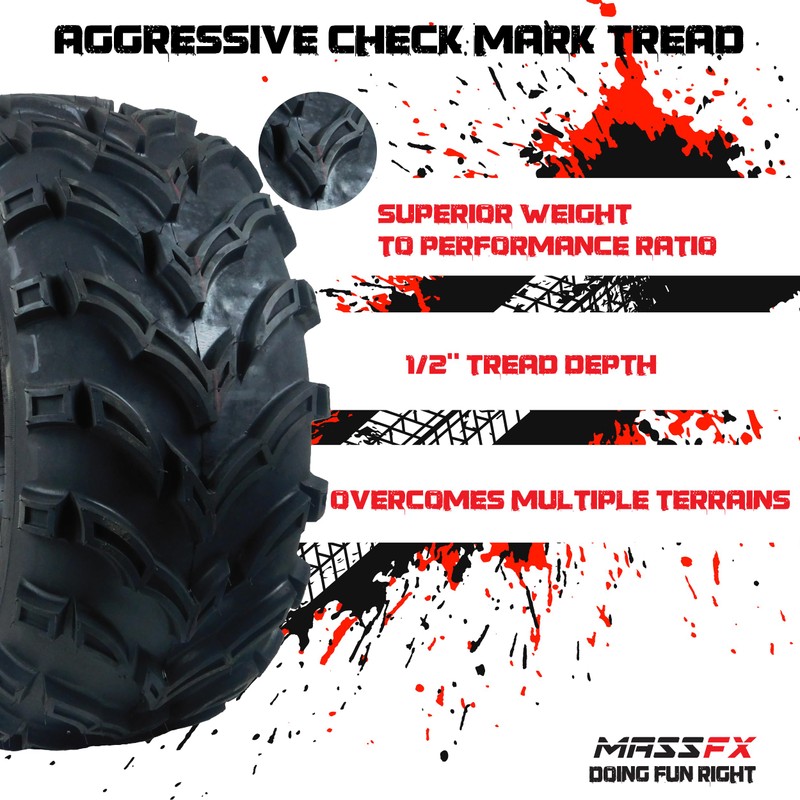 MASSFX 25x8-12 Front Tire for All-Terrain (ATV), Utility-Task (UTV), and
