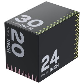 HANDBODE Plyometric Jump Box – 3-in-1 Plyo Box with Non-Slip Surface for Box Jumps and Durable High-Density Foam Core, Squats, and Home Gym Workouts, 30”x24”x20”, Colorful Size Stripes