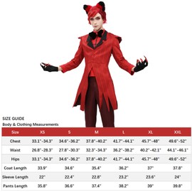DAZCOS Alastor - chamarra de disfraz rojo con corbata y guante para fiestas de Halloween (M)