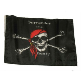 12x18 Pirate Surrender The Booty Jolly Roger Sleeve Flag 12"x18" Boat Car Garden Flag
