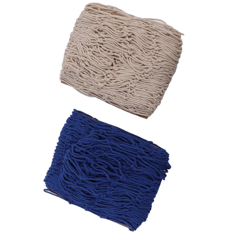 2pcs Fish Net Decoration Cotton Soft Comfortable Mediterranean Style Beige