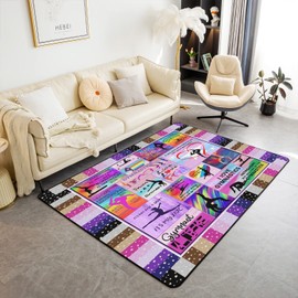 Girls Gymnastics Rugs for Living Room Bedroom Gymnastics Lovers Area Rug 5x7 Colorful Gymnast Sports Decorative Carpet for Daughter Decor Floor Mat