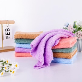 FRIUSATE Flannel Face Cloth Pack 10 Baby Face Flannels Baby Wash Cloths 25 * 25 Cm Coral Fleece Washcloths For Kids Baby Newborns Sensitive Skin