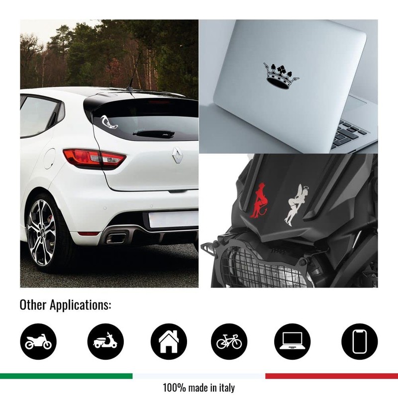 Quattroerre 15782 Pre-Cut Sticker for Car Diavolik, Silver, 10 x