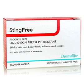 DermaRite StingFree Alcohol Free Liquid Skin Prep/Protectant Pads, 50 Count (Pack of 1)