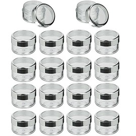 Kosmetex Empty Container 6 ml Clear Plastic Jar, Cream Tin, Nail Art, Nail Tin, Silver Lid, Diameter 3 cm, Height 2.3 cm, 18 x 6 ml