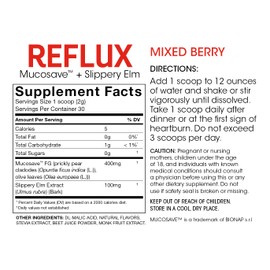 Reflux - Digestive Supplement - Each Tub = 30 Scoops = 30 Servings - Mucosal Support for Acid Issues - with Mucosave FG and Slippery Elm Bark (2 Tubs)