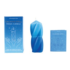 Gift Republic Calming Spells Crystal Candle. Blue Pillar Candle - Ocean Breaze Scented Candle with Hidden Angelita Quartz Crystal. Crystal Infused Candle Gift Set Relaxation Gift
