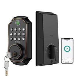 GHome Smart Fingerprint Door Lock for Front Door, Keyless Entry Deadbolt with Keypad, App Control, Auto Lock, Easy Install Digital Smart Lock for Family Homes, Garage Entry & Apartments