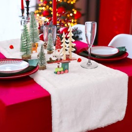 30 x 120 cm Table Runner White Faux Fur Table Runner Winter Table Runner Christmas Table Runner Christmas Table Decoration Rug Table Cloth Winter Christmas Decoration Wedding Dining Table Decoration