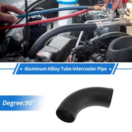 INFINAUTO 2.8" OD 90 Degree Bend 6064 Aluminum Alloy Tube Intercooler Pipe Surface Blasting Air Intake Connection Hose W/Double Bead Roll 3.9" Length Black