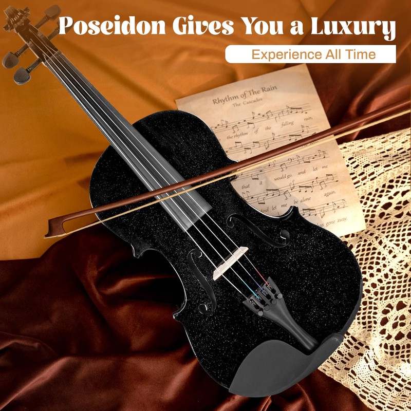 Black Violin for Beginners, Violin 1/2 Size for Kids, Premium