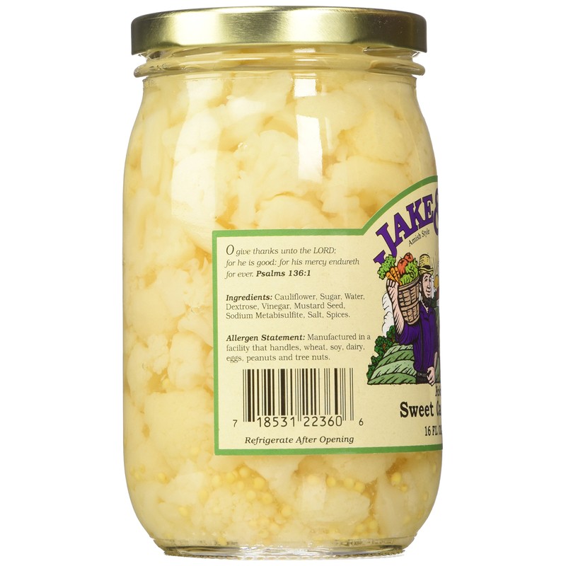 Jake & Amos Pickled Sweet Cauliflower, 16 Oz. Jar (Pack
