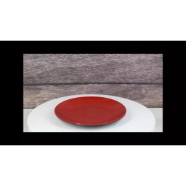 Set Of 6 Traditional Solid Red Black Melamine Salad Appetizer Round Plates 7"D
