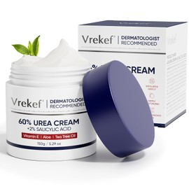 VREKEF Urea Cream 60 Percent for Feet Maximum Strength, Urea Cream 60% Plus Salicylic Acid 2%, Foot & Hand Cream for Dry Cracked